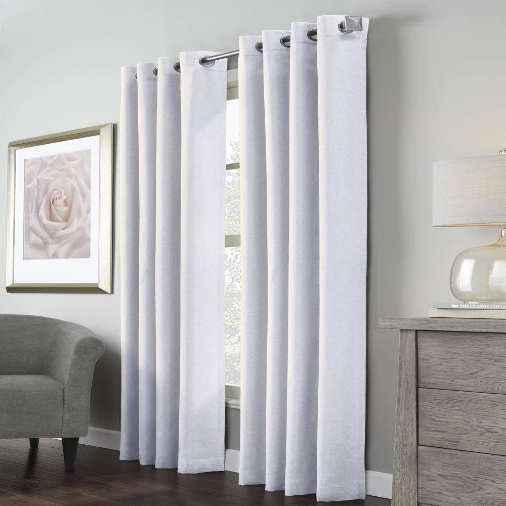 Front. Commonwealth Home Fashions - Habitat Margaret Light Filtering Richly Woven Textured Pattern Daytime Privacy Grommet Curtain Panel 52" x 108" White - White.