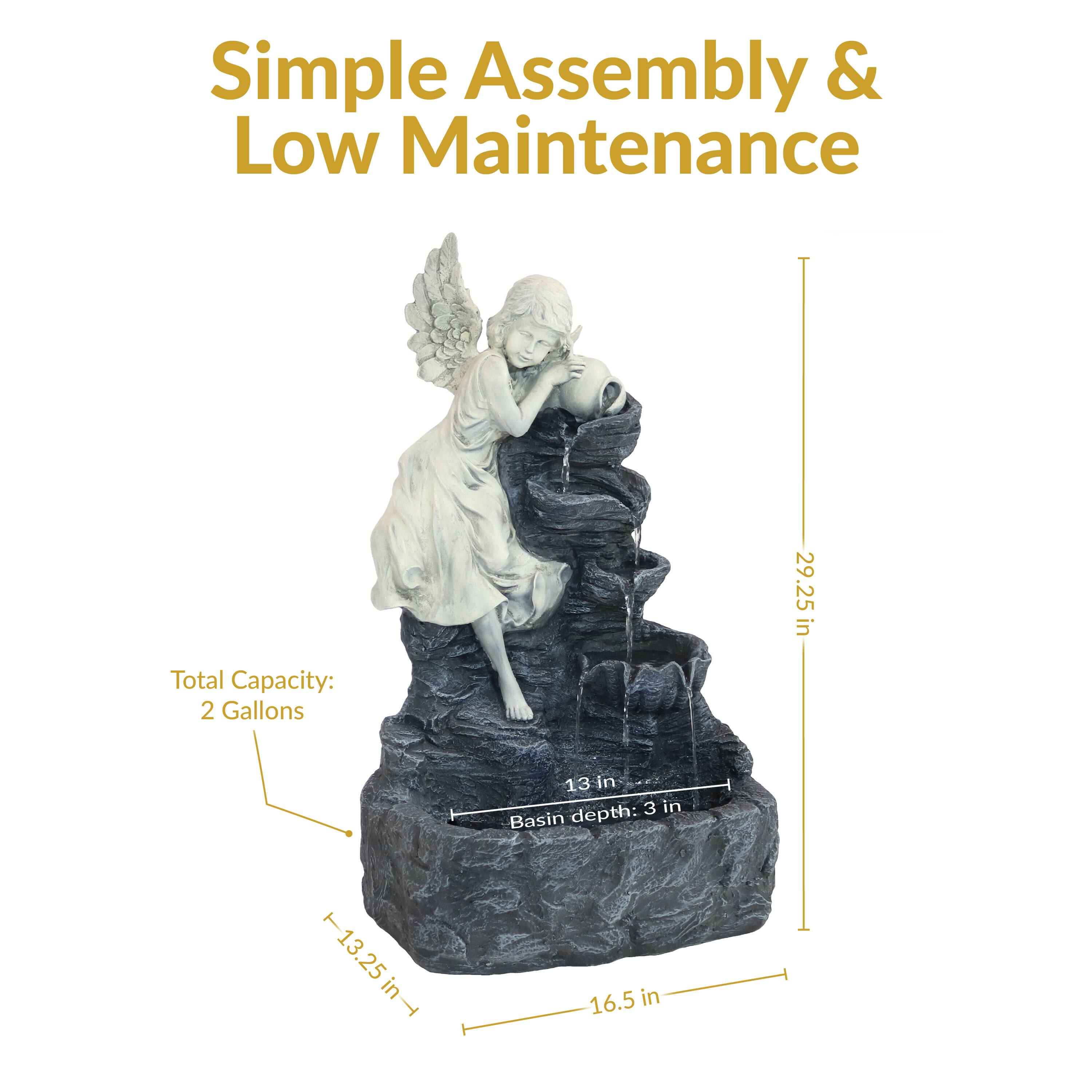 Simple Assembly & Low Maintenance

Total Capacity: 2 Gallons

29.25 in

13 in depth: 3 in

Basin: 13.25 in

16.5 in