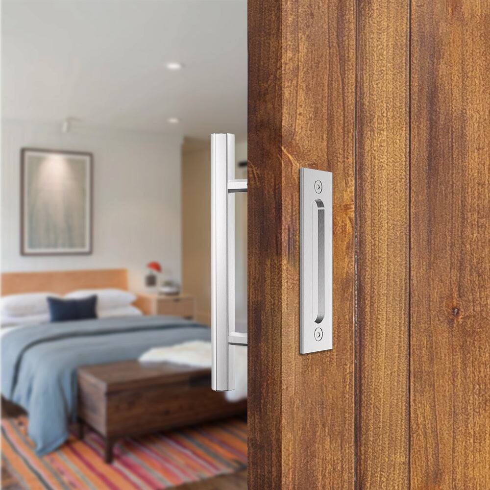 Alt View 2. Boyel Living - 10 in. Stainless Steel Hexagon Pull and Flush Sliding Barn Door Handle Set - Stainless Steel.