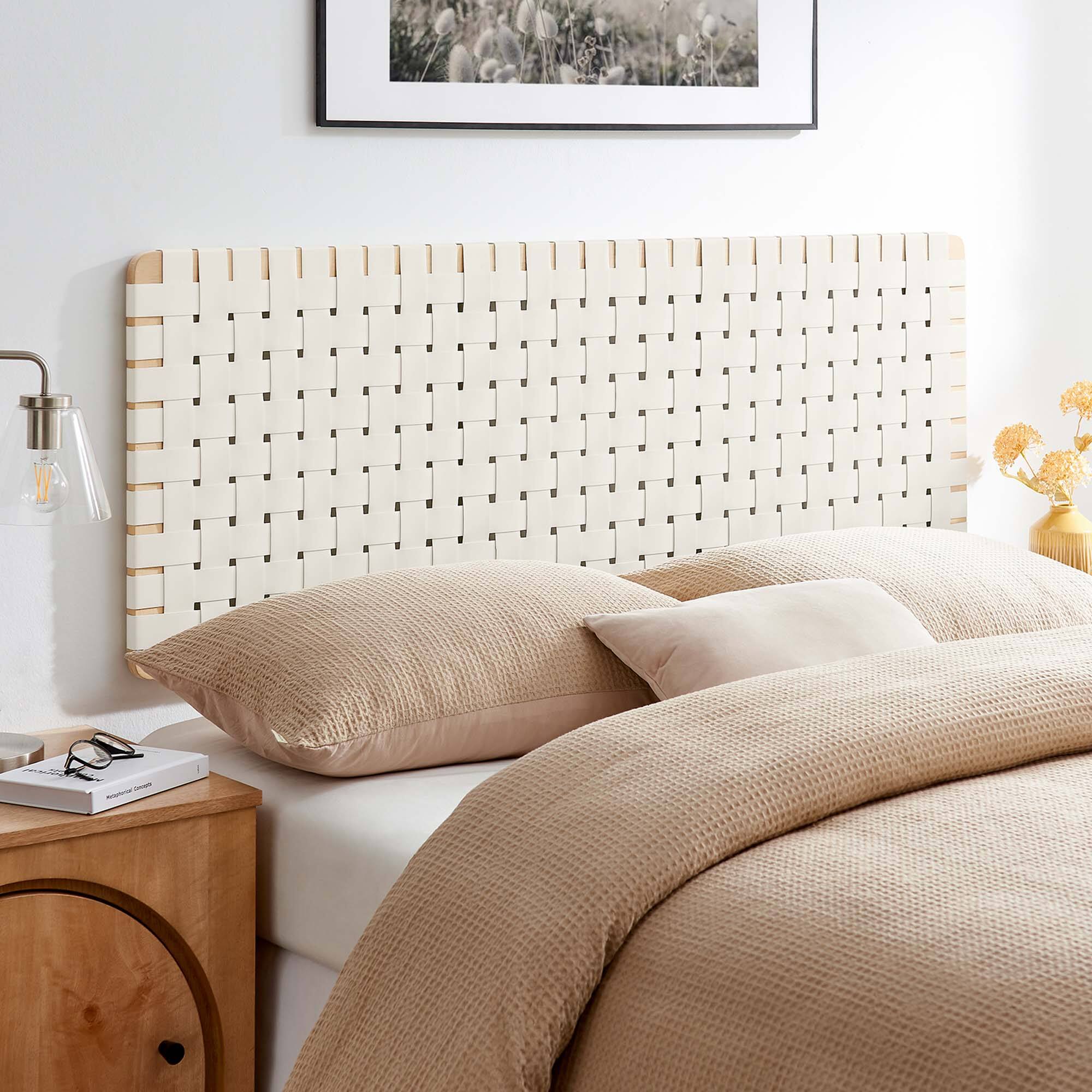 Alt View 2. Modway - Sparta Weave Wall-Mount Vegan Leather Queen Headboard by Modway - Brown.