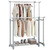 Front. Costway - Costway Double Rod Clothes Rack with Extendable Height & Width for Dressing Room, Laundry - Silver.