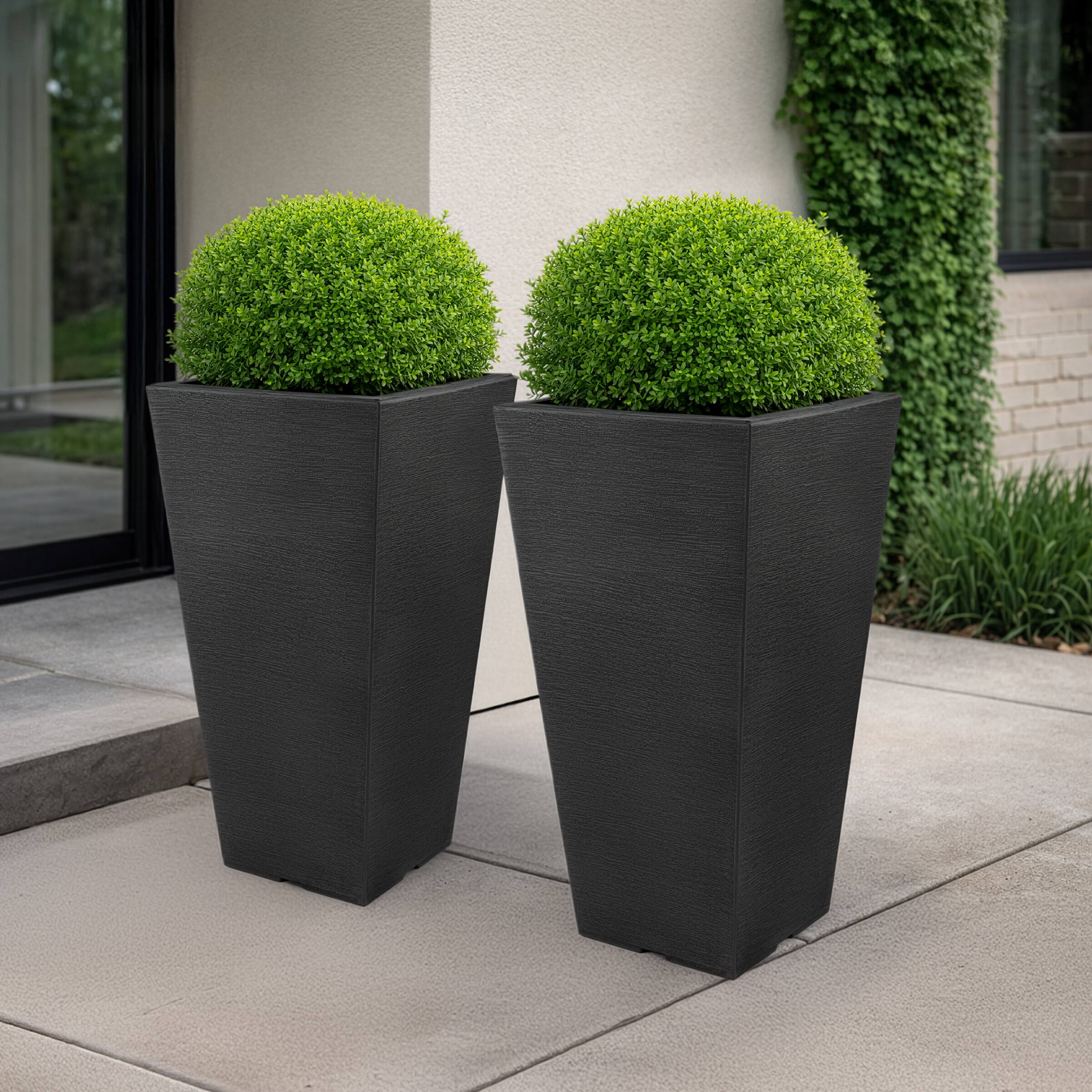 Alt View 6. Pure Garden - 2-Pack Large Outdoor Planters 22.4-Inch Tall Planters Plastic Flower Pots for Patio, Entryway, or Front Porch Decor.