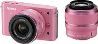 Front Standard. Nikon - 1 J1 10.1-Megapixel Digital Camera with 10-30mm/30-110mm Lens Kit - Pink.