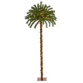 BreeBe - 5’ Xmas Palm l Tree with 150 Warm White LEDs & 59 Tips - Green