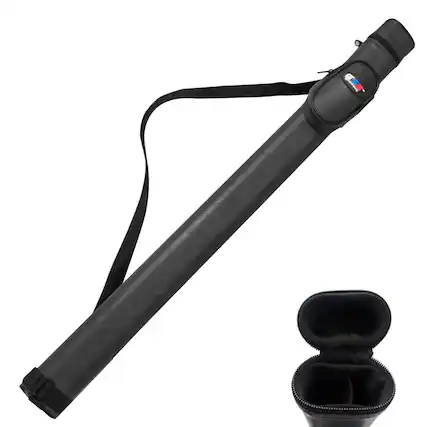 Front. GSE Games & Sports Expert - 1x1 Hard Billiard Pool Cue Stick Carrying Case, Billiard Cue Case, Billiard Accessories - Black - Black.