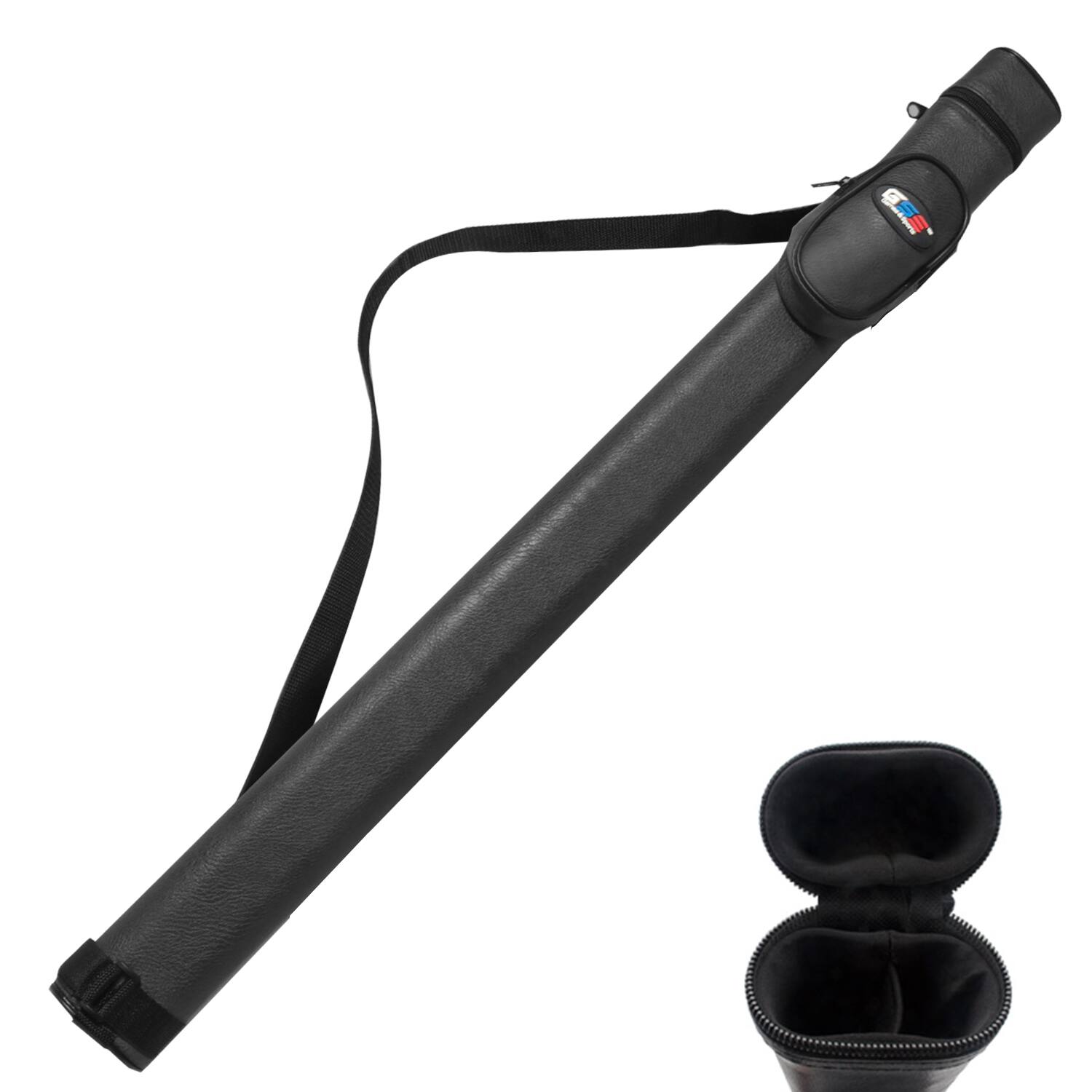 Front. GSE Games & Sports Expert - 1x1 Hard Billiard Pool Cue Stick Carrying Case, Billiard Cue Case, Billiard Accessories - Black - Black.
