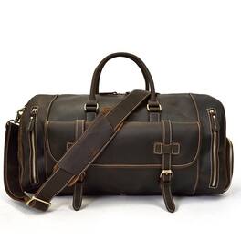 Steel Horse Leather - The Bard Weekender | Handmade Leather Duffle Bag - Dark brown