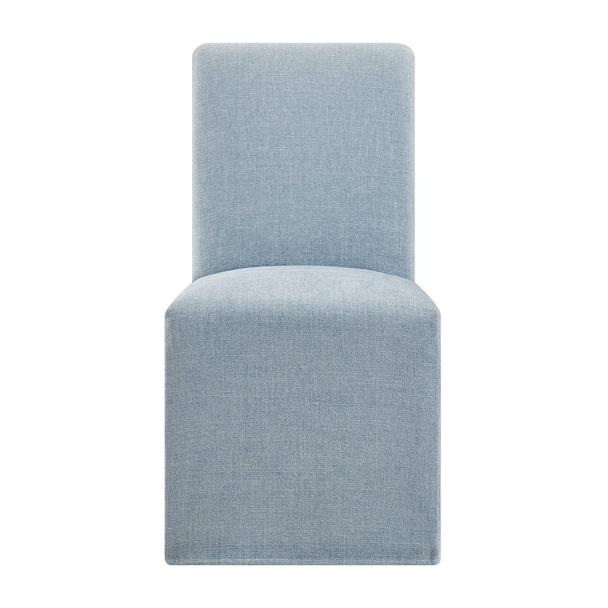 Alt View 6. Modway - Aster Slub Weave Fabric Slipcovered Dining Chairs Set of 2 by Modway - Sky.
