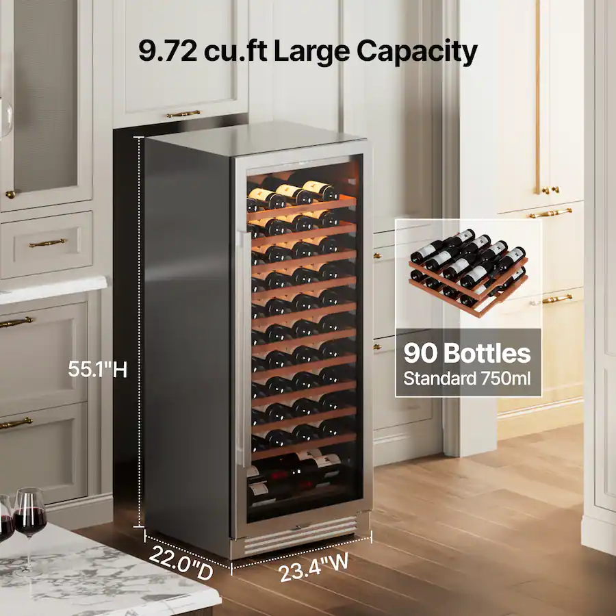 Ca'Lefort 24 Inch Wine Fridge, luxury large 90 Bottles,Built In Wine ...