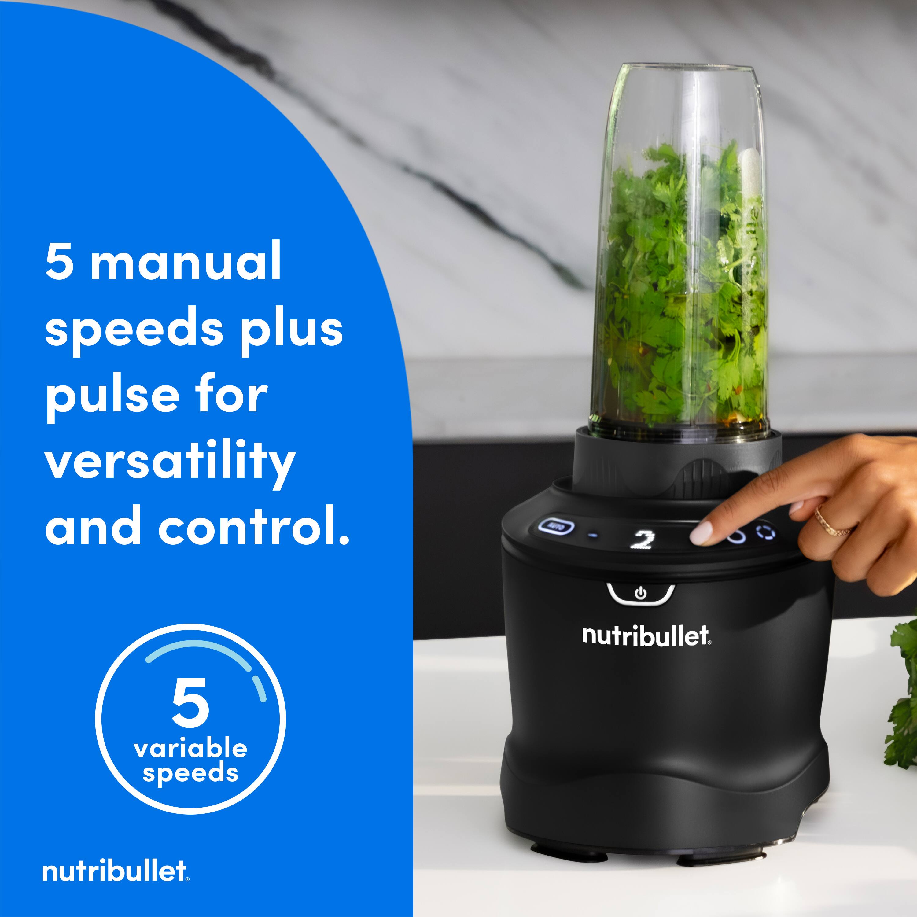 5 manual speeds plus pulse for versatility and control.