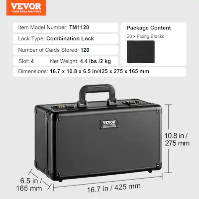 VEVOR Graded Card Storage Box 4 Slots Graded Sports Cards Holder Carrying Case with Coded Lock Foam Dividers for 120 PSA Graded Cards 84 Bgs Cards VEVOR Graded Card Storage Box 4 Slots Graded Sports Cards Holder Carrying Case with Coded Lock Foam Dividers for 120 PSA Graded Cards 84 Bgs Cards