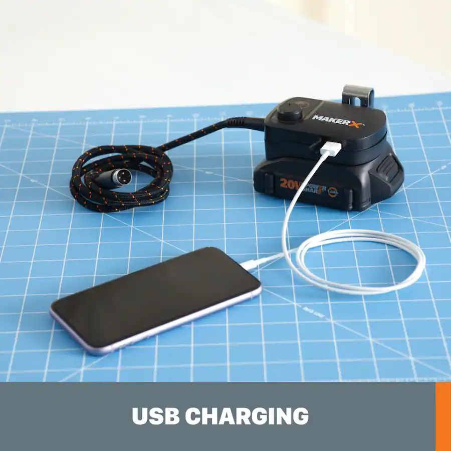 WORX MakerX 18 V (20 V MAX) Adapter HubX WA7161, PowerShare, variabele snelheidsregeling, USB-aansluiting, riemhaak, stroomvoorziening voor alle MakerX-gereedschappen WORX MakerX 18 V (20 V MAX) Adapter HubX WA7161, PowerShare, variabele snelheidsregeling, USB-aansluiting, riemhaak, stroomvoorziening voor alle MakerX-gereedschappen