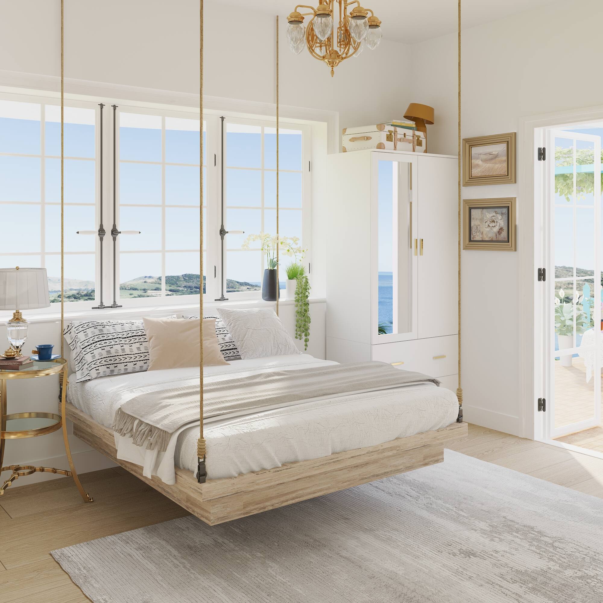 Alt View 10. FUFU & GAGA - Luxury Single Wardrobe with Mirror for Bedroom, Compact Closet with Hanging Rod, Drawer & Shelves, Small Space Storage - White.