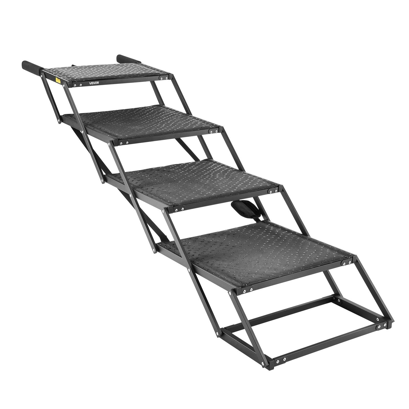 Alt View 5. VEVOR - Dog Stairs for Car, 4 Steps Extra Wide Foldable Dog Ramp for Large Dogs with Non-Slip Surface, Portable Lightweight - Black.