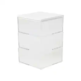 Martha Stewart - Brody Premium Clear Plastic Storage Bins MDF Lid-3.75"x3" - Clear/White