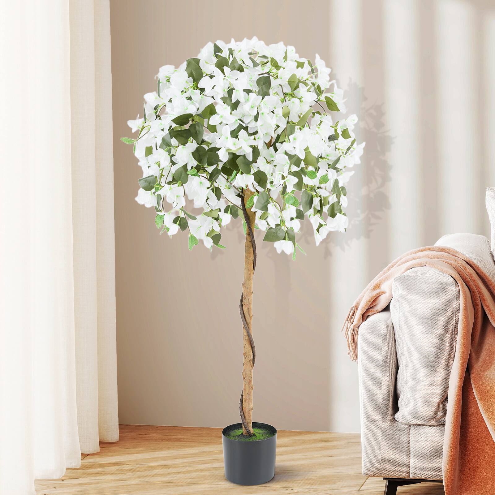 Alt View 1. Gymax - Gymax 53'' Artificial Azalea Tree Faux Floral Plant w/ Red Azalea Flowers Nursery Pot - Green, Red.