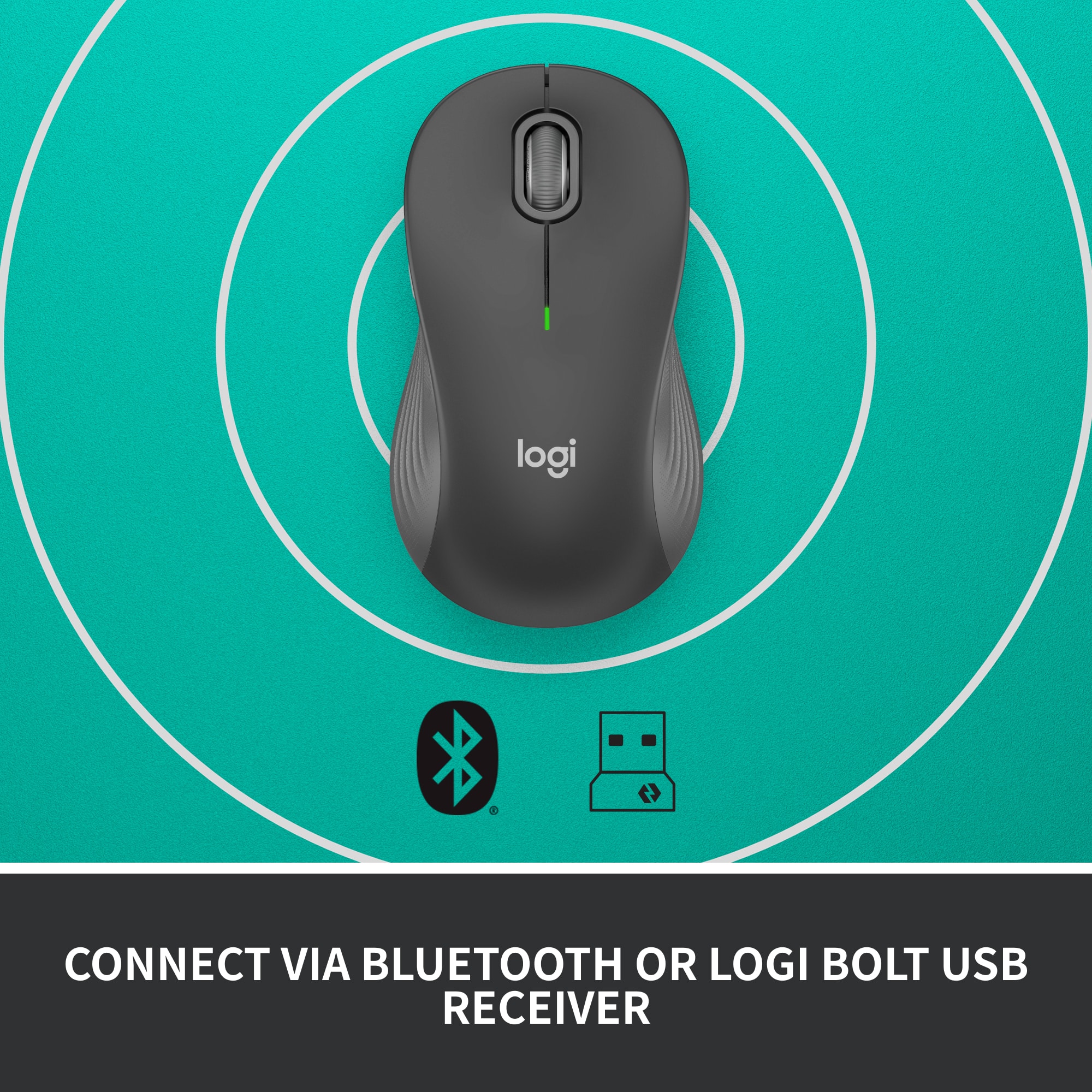 Connect via Bluetooth or Logi Bolt USB Receiver.