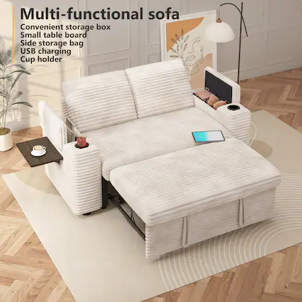 Multi-functional sofa
Convenient storage box
Small table board
Side storage bag
USB charging
Cup holder
