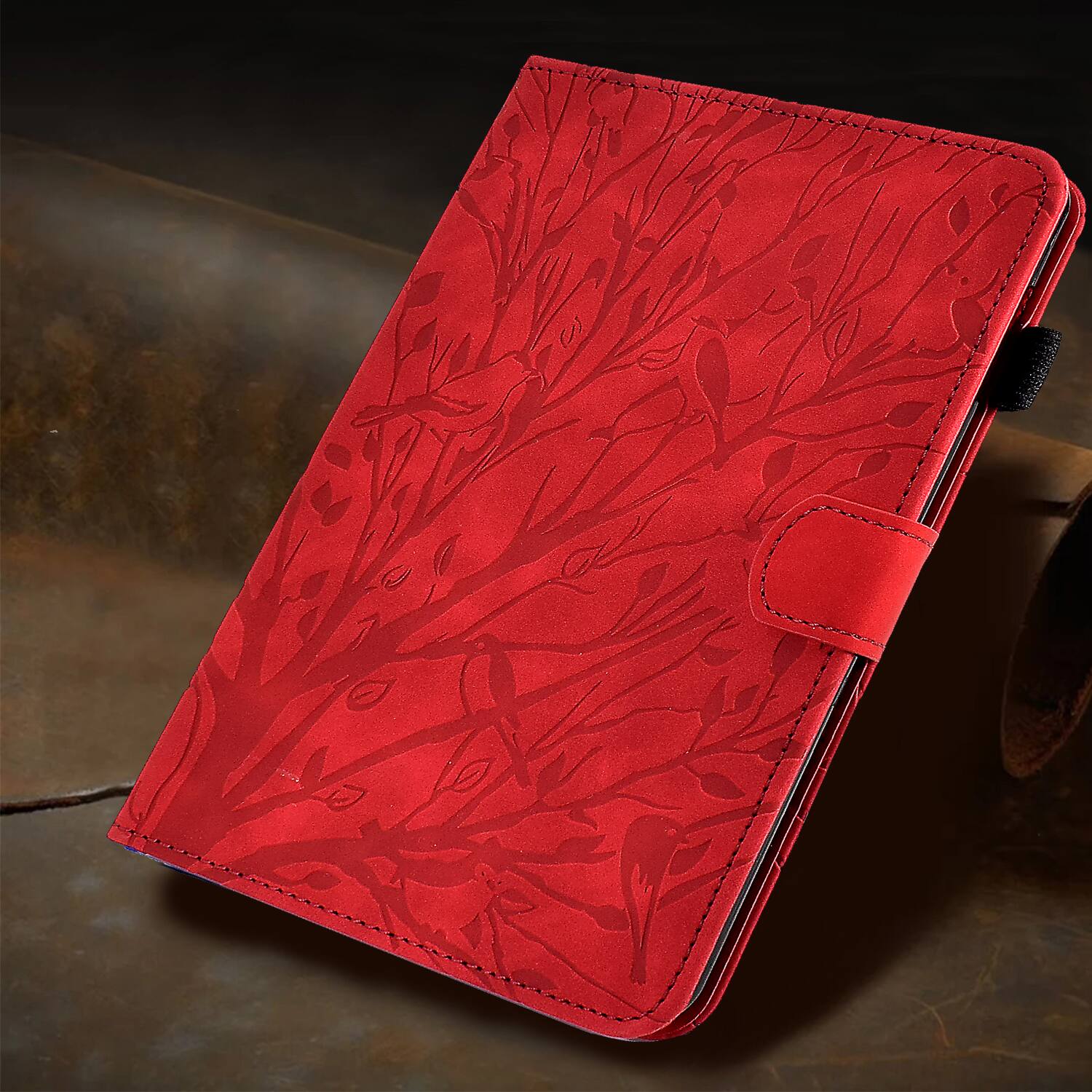 Alt View 2. Dteck - Flip Leather Case for Apple iPad (A16) 11" 2025/iPad 10th 10.9" (2022) Tree Pattern Card Slots Auto Wake/Sleep Cover - Red.
