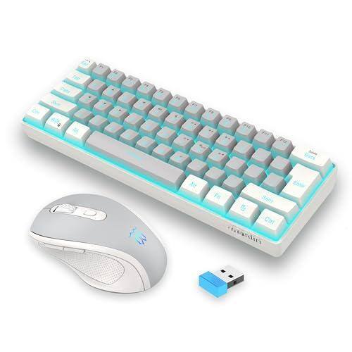 Comfort Essence - Wireless Gaming And Mouse Combo Include Mini 60 Merchanical Feel Rgb Backlit Vertical Small Mouseblack White - White Grey Combo