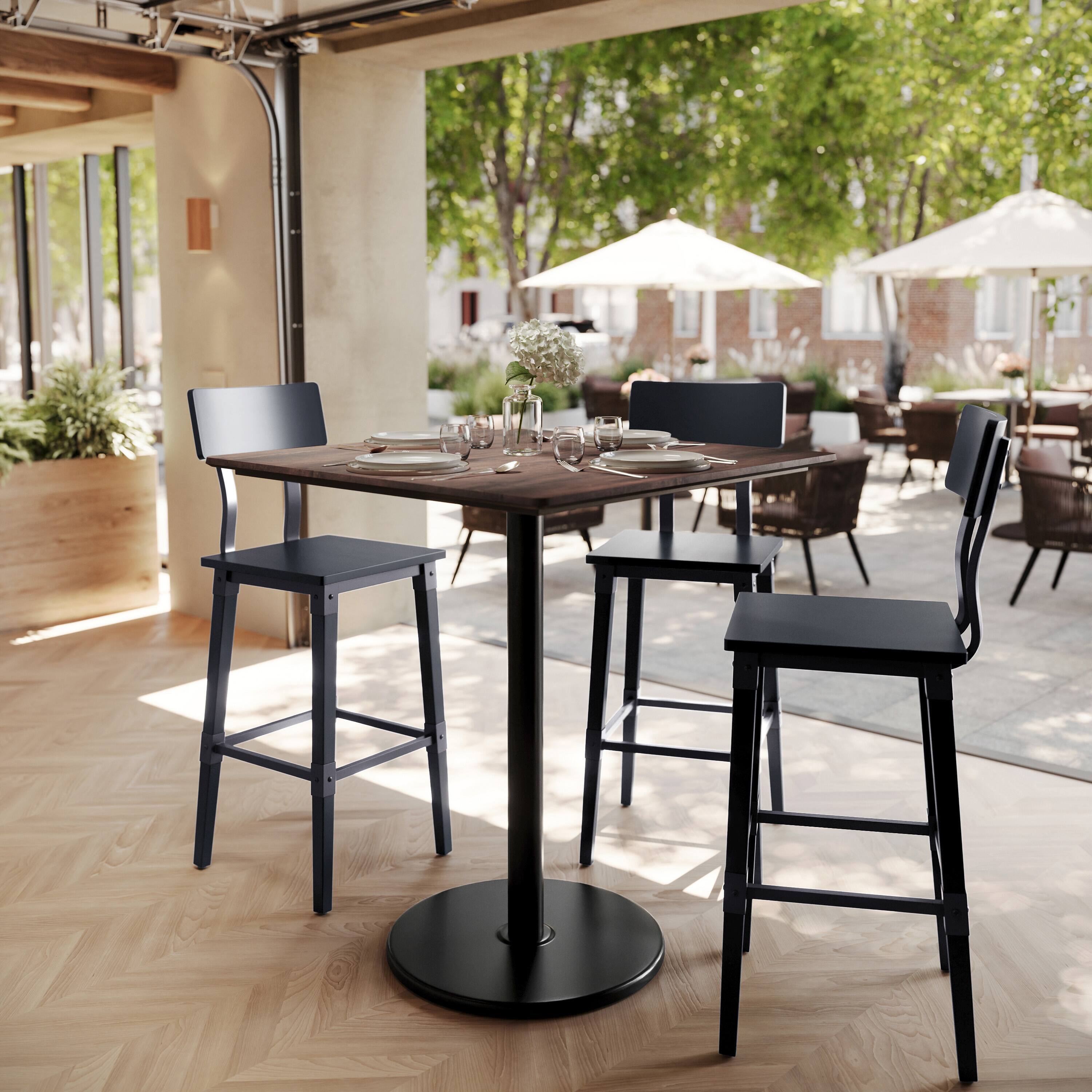 Alt View 1. Emma + Oliver - PureShield Tabletop with Seam-Free Surface Innovation and Bar Height Base - Dark Brown/Black Base.