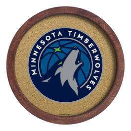 The Fan-Brand - Minnesota Timberwolves 20.25'' Round Faux Barrel Framed Cork Board - Multicolor