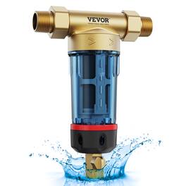 VEVOR - Spin Down Filter, 40 Micron Whole House Sediment Filter for Well Water, 3/4" MNPT, 4 T/H High Flow Rate - Brass + Light Blue