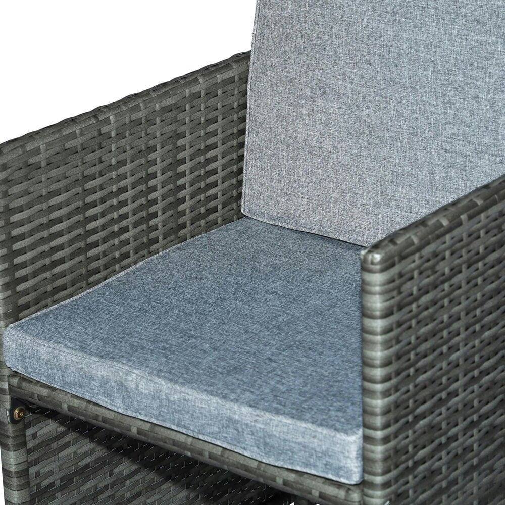 Alt View 5. Resenkos - Resenkos 9 Piece Outdoor Rattan Wicker Dining Table and Chairs Furniture Set, Cushions, Mixed Gray And Gray - Mixed Gray/Gray.