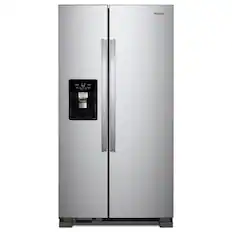 Front. Whirlpool - 33 in. Wide 21 cu. ft. Side-by-Side Refrigerator with LED Interior Lighting - Fingerprint Resistant Stainless Finish.