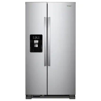 Front. Whirlpool - 33 in. Wide 21 cu. ft. Side-by-Side Refrigerator with LED Interior Lighting - Fingerprint Resistant Stainless Finish.