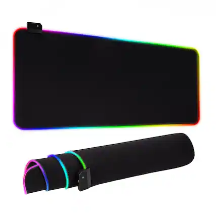 Front. Stock Preferred - RGB LED Extra Large Gaming Mouse Pad - Black.