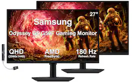 Samsung - Odyssey G5 G50F 27” QHD Gaming Monitor with 1ms Response Time, Flicker Free, (LS27FG502ENXZA) 2 Pack w/DKZ Hub - Black