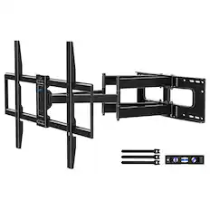 Front. Dazzed Corner - Heavy-Duty Full Motion TV Mount for 65–120" TVs, 220 lb, Long Arm - Black.