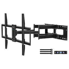 Dazzed Corner - Heavy-Duty Full Motion TV Mount for 65–120" TVs, 220 lb, Long Arm - Black