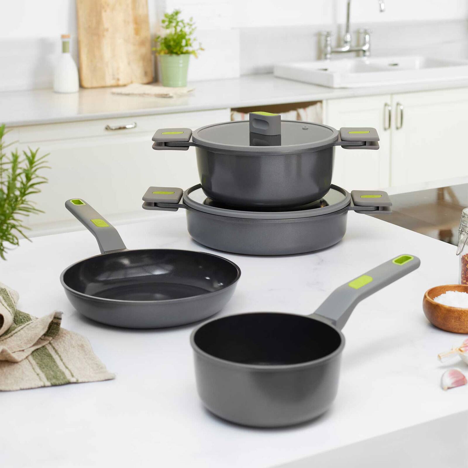 Alt View 7. BRA Cookware - Life Ceramic Nonstick Sauté Pan w/Glass Lid, 11 Inch, 3.3 Quart - Black.