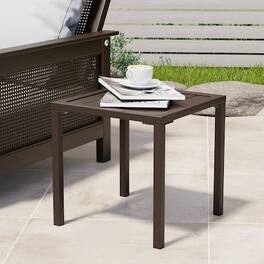 Crestlive Products - 16in Aluminum Patio Side Square Outdoor End Table - Brown