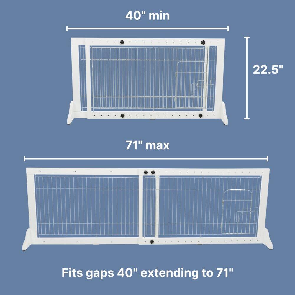 40" min  
22.5"  
71" max  

Fits gaps 40" extending to 71"