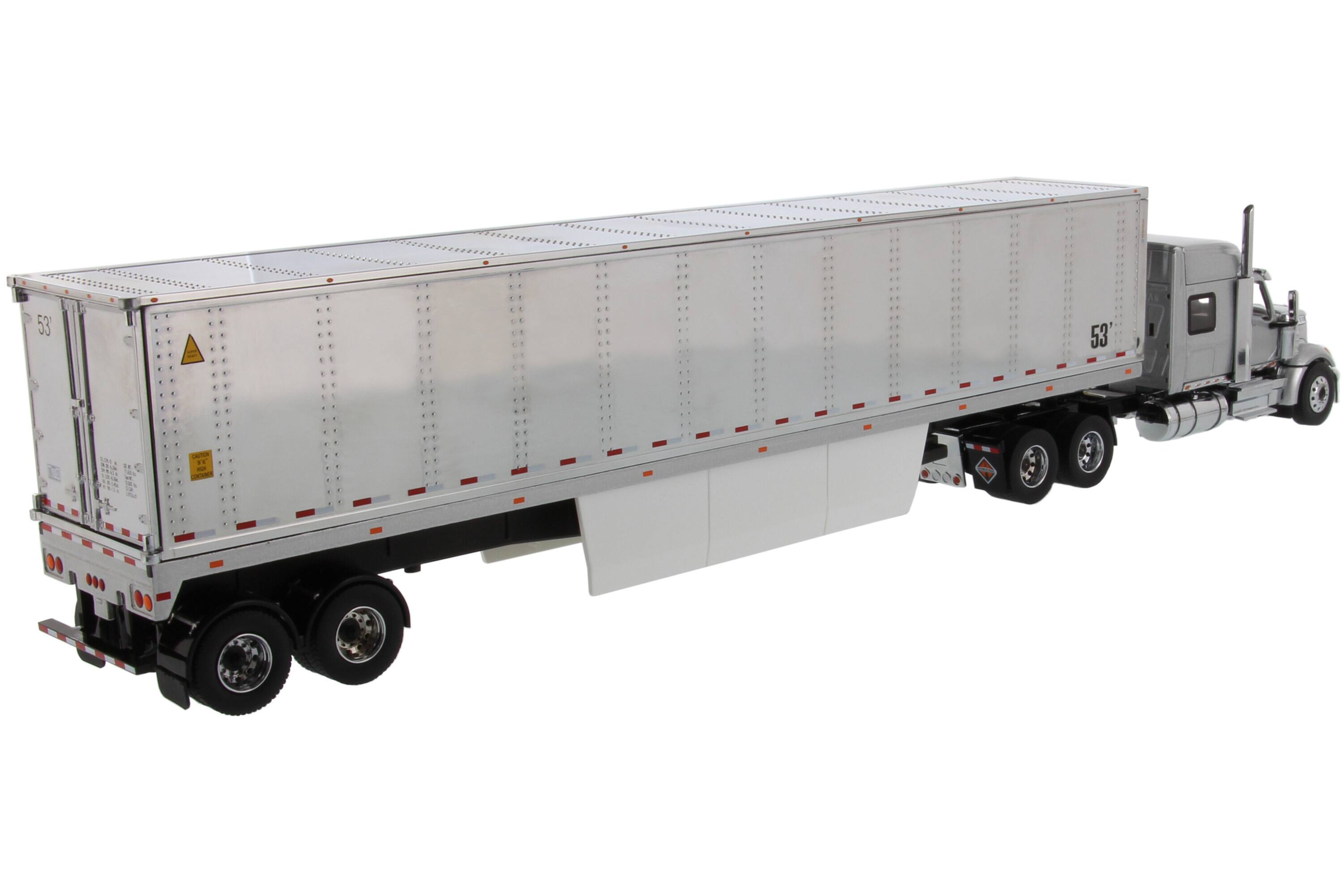 Alt View 2. Diecast Masters - International LoneStar Sleeper Cab Silver w/ 53' Reefer Refrigerated Chrome Plated Van Trailer 1/50 by Diecast Masters.