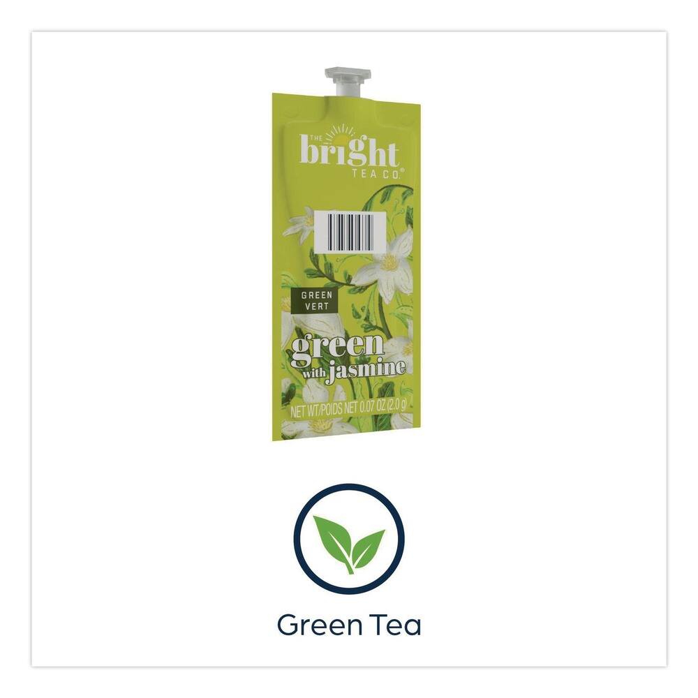 The Bright Tea Co.  
Green Vert  
Green with Jasmine  
Net Wt./Poids Net 0.07 oz (2.0 g)  
Green Tea