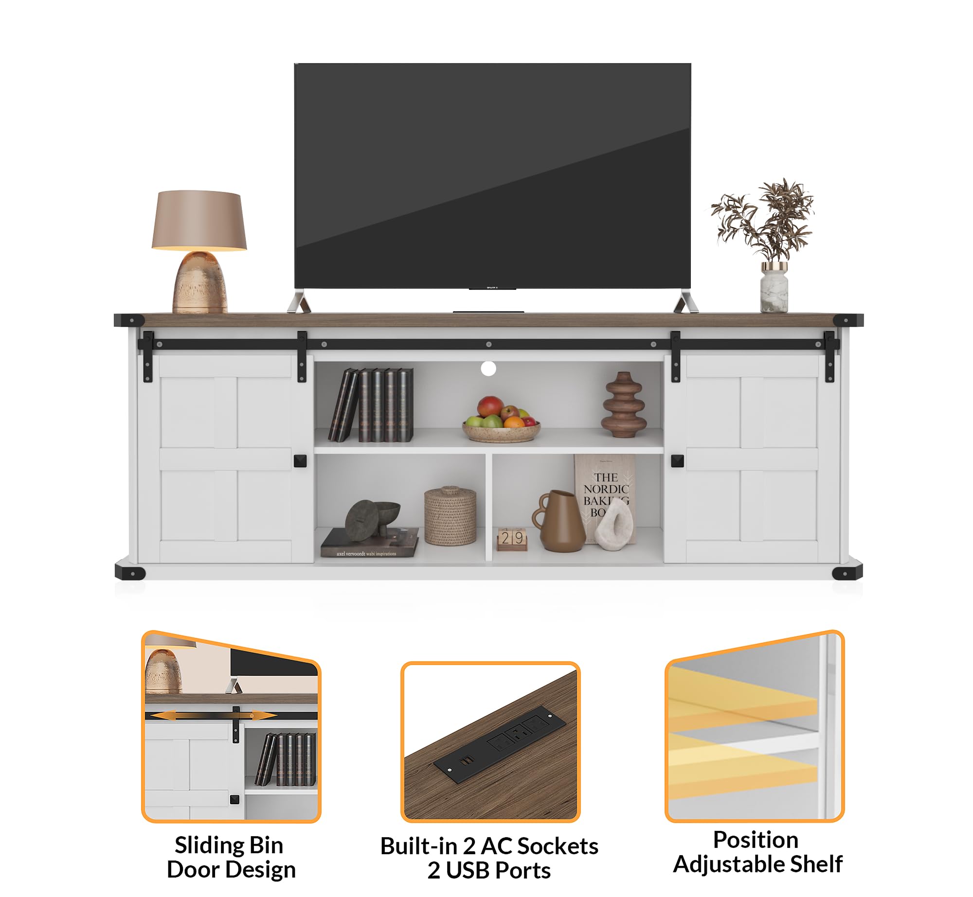 - THE NORDIC BAKI BO
- 219
- Sliding Bin Door Design
- Built-in 2 AC Sockets
- 2 USB Ports
- Position Adjustable Shelf