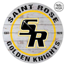 Jardine - Saint Rose Golden Knights 20'' x 20'' Indoor/Outdoor Weathered Circle Sign - White