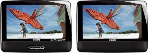 Front Standard. Philips - Refurbished 9" Widescreen Portable Blu-ray Disc Player with Dual Screens.