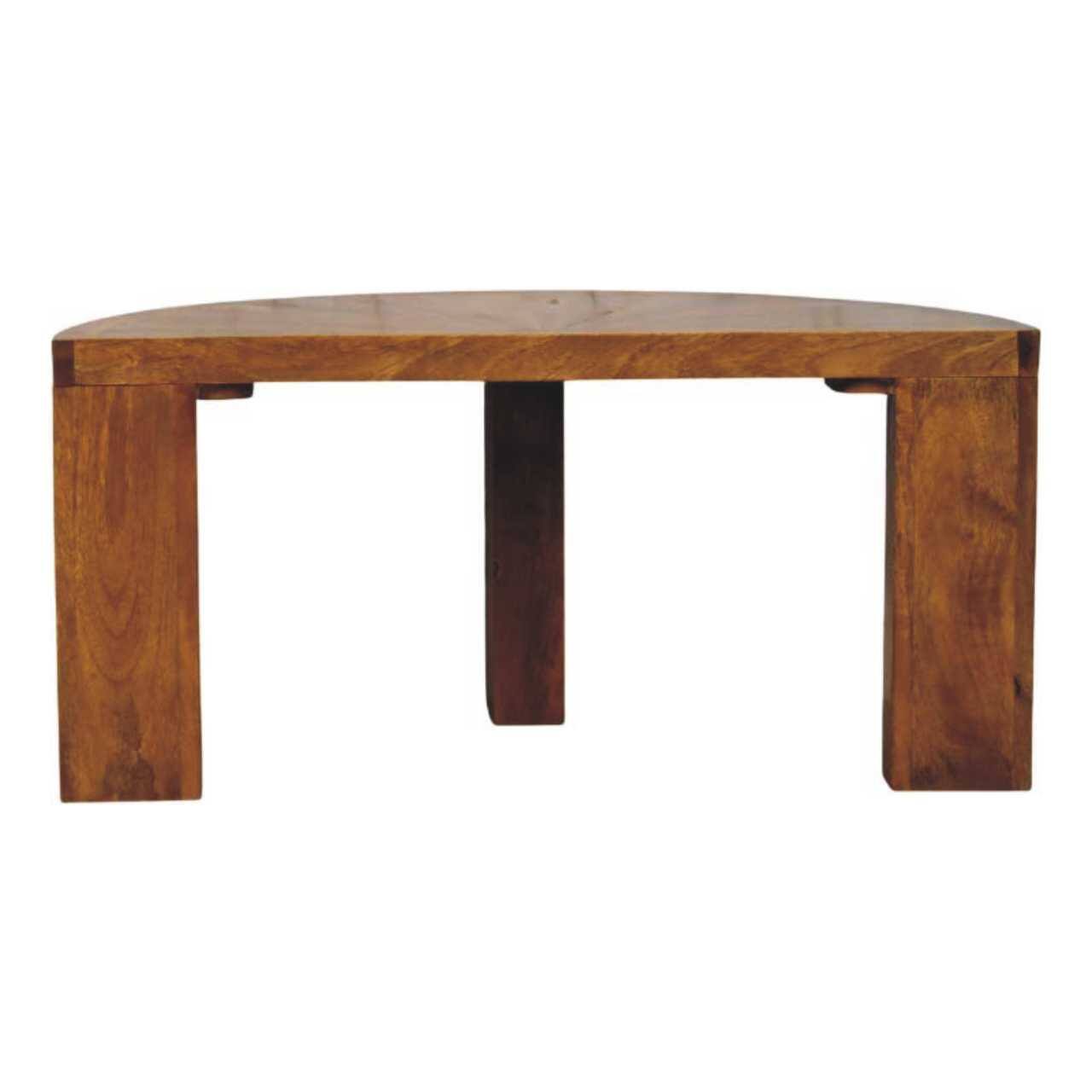 Alt View 5. Artisan Furniture - Artisan Furniture Solid Wood Amber Oak Half Moon Coffee Table, Brown - Beige.