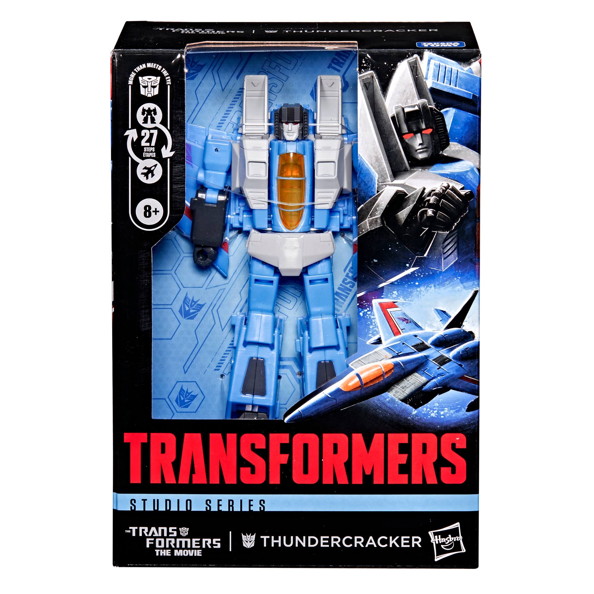 TRANSFORMERS  
STUDIO SERIES  
TRANSFORMERS THE MOVIE  
THUNDERCRACKER  

27 POINTS OF ARTICULATION  
8+  

Hasbro