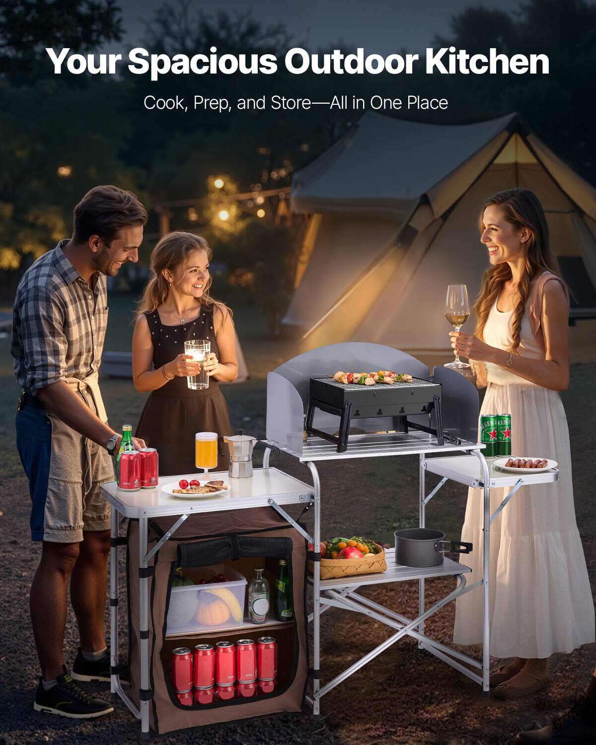 Your Spacious Outdoor Kitchen
Cook, Prep, and Store—All in One Place