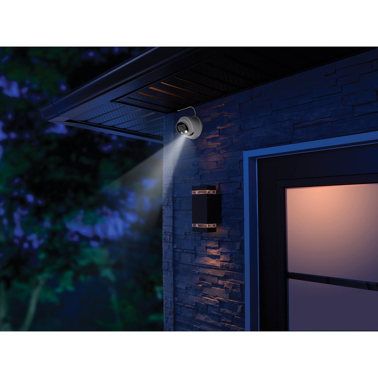 Left. Lorex - 4K Ultra HD Wired Analog Indoor/Outdoor Add-on IP Dome Security Camera, Smart Deterrence Plus - White.
