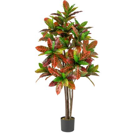 Front. Costway - Costway 5 FT Artificial Croton Plant w/ Multi-colored PEVA Leaves Solid Wood Trunk - Green,Red,Yellow,Brown.