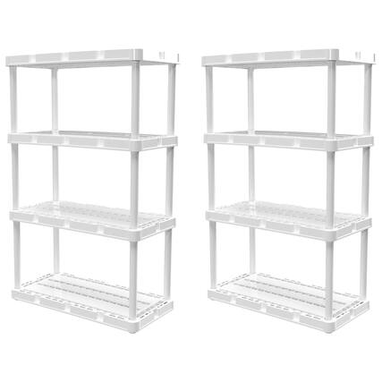 Front. Gracious Living - Gracious Living 4 Shelf Knect-A-Shelf Ventilated Storage Unit, White (2 Pack) - 4 Shelf - White.