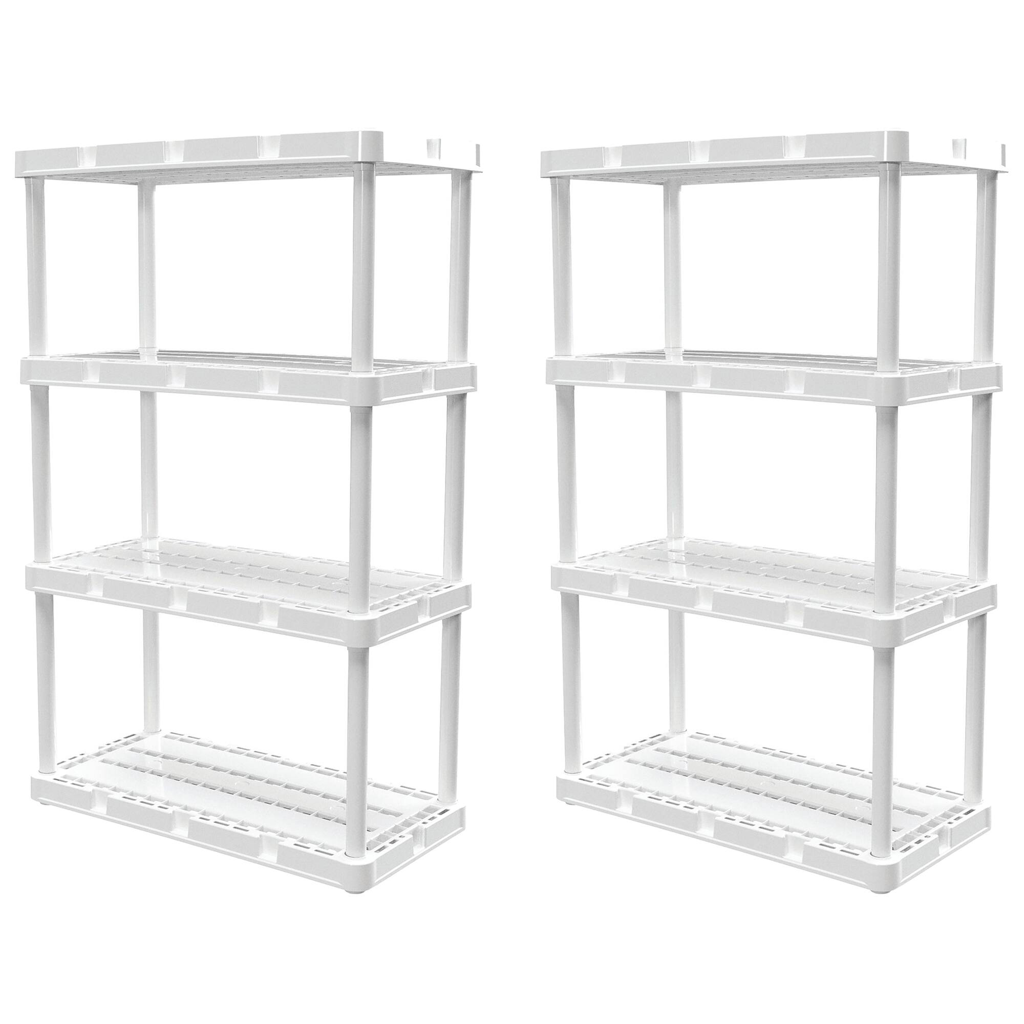 Front. Gracious Living - Gracious Living 4 Shelf Knect-A-Shelf Ventilated Storage Unit, White (2 Pack) - 4 Shelf - White.