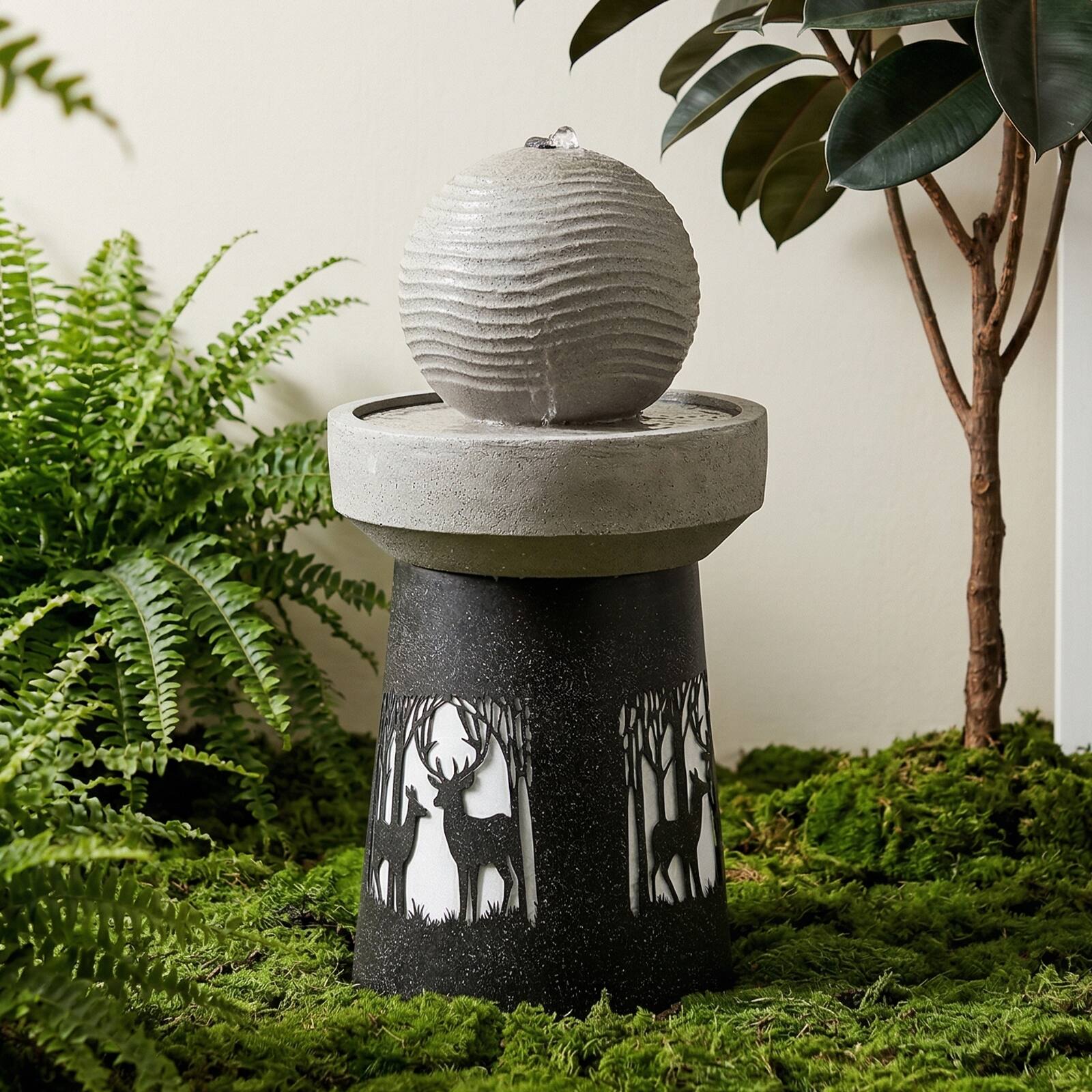 Back. Anysun - Outdoor Garden Lantern with Warm LED Light Deer Silhouette – Decorative Landscape Light for Patio, Yard, Lawn - White+gray.
